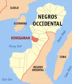 Map of Negros Occidental with Hinigaran highlighted