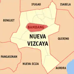 Map of Nueva Vizcaya with Bambang highlighted