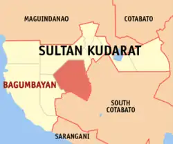 Map of Sultan Kudarat with Bagumbayan highlighted