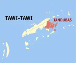 Map of Tawi-Tawi with Tandubas highlighted