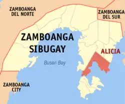 Map of Zamboanga Sibugay with Alicia highlighted