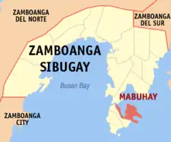 Map of Zamboanga Sibugay with Mabuhay highlighted