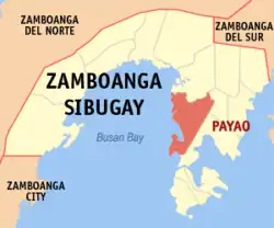 Map of Zamboanga Sibugay with Payao highlighted