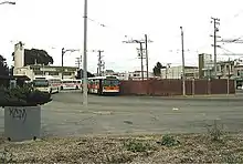 Muni trolleybuses at Phelan Loop, circa 2002