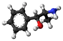 Ball-and-stick model of the phenylpropanolamine molecule