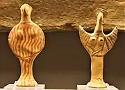 Phi-type and Psi-type Mycenaean female figurines; Museum of Cycladic Art, Athens. 14th–12th century BC