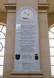 Plaque honoring Marshal Leclerc in Cathédrale Saint-Louis-des-Invalides