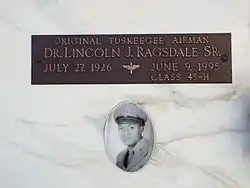 Crypt of Dr. Lincoln Johnson Ragsdale, Sr. (1926–1995).