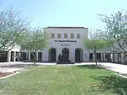 The front entrance of the  Heard Museum building which was built in 1929 and is located at 2301 N. Central Avenue / 22 E. Monte Vista Road. It was listed in the Phoenix Historic Property Register in August 1992.