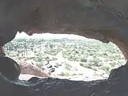 View from inside the Hole-in-the-Rock, a Phoenix landmark located in Papago Park.