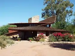 The Jorgine Boomer House was built in 1956 and is located at 5808 30th Street in Phoenix. The house was designed by Frank Lloyd Wright for Jorgine Slettede Boomer, the widow of Lucius Boomer, a successful hotelier. The house was listed in the National Register of Historic Places on March 15, 2016, reference #16000071.