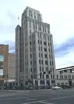 Luhrs Tower built in 1929 and located at 45 W. Jefferson St. The Luhrs Tower appeared in the background of a scene from the 1960 film Psycho in which the character Marion Crane (played by Janet Leigh) crossed the street with the deposit she was supposed to make for her boss. Listed in the National Register of Historic Places, reference: #85003559