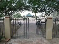 Entrance of the historic Pioneer Military and Memorial Park. The Cemetery dates back to 1884. The main entrance is located at 1317 W. Jefferson Street. The Pioneer & Military Memorial Park was listed in the National Register of Historic Places on February 1, 2007, reference #06001317.