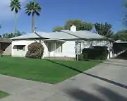 The Rudolf Zepeda House was built in 1940 and is locate at 1310 W Palm Lane. Rudolf Zepeda, became the first Hispanic official at Valley National Bank in the 1950s, serving as the vice-president for foreign trade. The house is located in the Encanto Historic District which was listed in the National Register of Historic Places on February 16, 1984, reference #84000696.