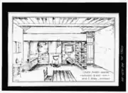 Architect's drawing of the plan for restoring the fireplace and the east room