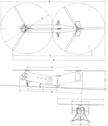 3-view line drawing of the Piasecki YH-21 Workhorse