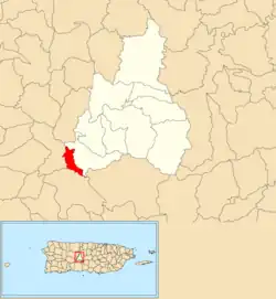 Location of Pica within the municipality of Jayuya shown in red