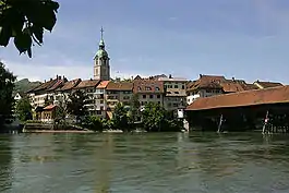 Old town with covered bridge