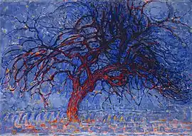 Piet Mondrian painting Evening; Red Tree in the Gemeentemuseum Den Haag