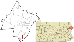 Location in Pike County and the state of Pennsylvania.