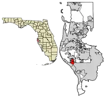 Location of Bay Pines in Pinellas County, Florida.