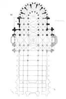 Beauvais Cathedral, 1190s–1255, the nave, in this plan the lower portion, was never constructed