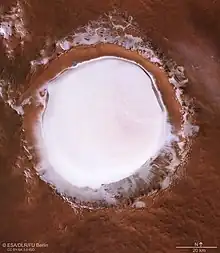 Natural color view of Korolev crater from Mars Express