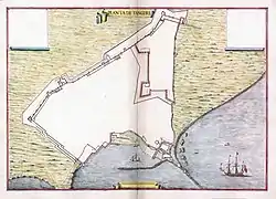 Leonardo de Ferrari's plan of the Portuguese fortifications at Tangier, c. 1655.