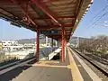 A view of the platform. Note the entrance to the underpass which leads to the station building.