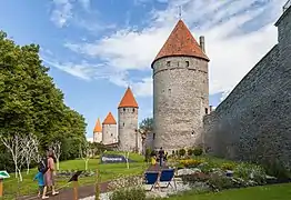 City wall with temporary garden exhibition