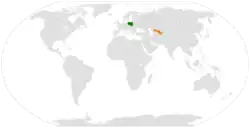 Map indicating locations of Poland and Uzbekistan