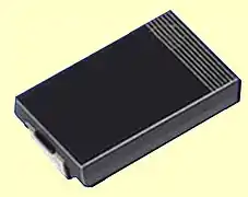 Rectangular polymer aluminum chip capacitor. The external appearance has no indication of the used internally anode material.