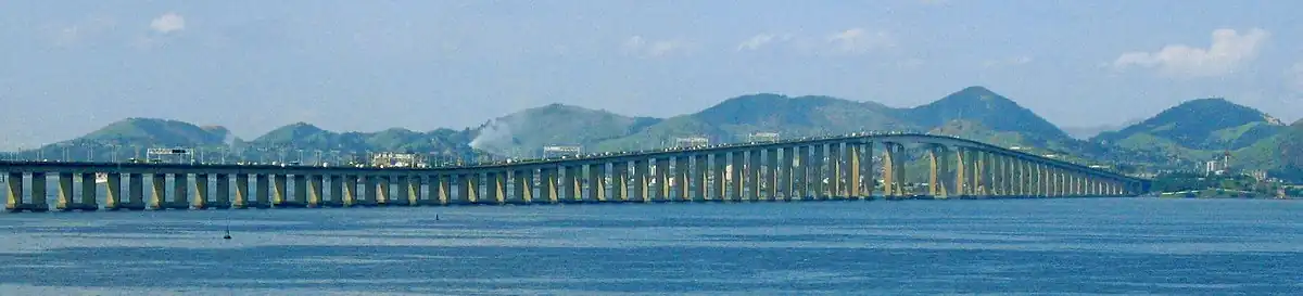 The Rio–Niterói Bridge, officially part of the federal BR-101 highway; a landmark of Rio de Janeiro, Brazil