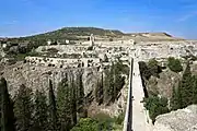 View over the gorge, through which flows the Gravina, towards the eponymous sanctuary to the Madonna to the west