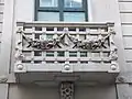 Art Nouveau balcony of the Luciano Dazevedo house at number 5