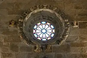 View of the interior of the rose window