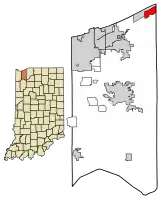 Location of Town of Pines in Porter County, Indiana.