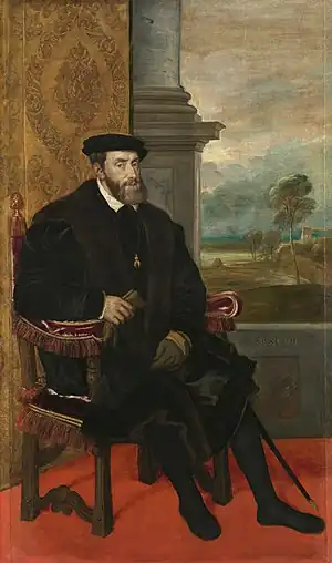 Portrait of Emperor Charles V seated on a chair