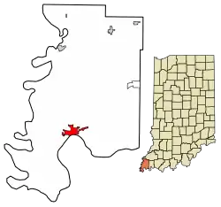 Location of Mount Vernon in Posey County, Indiana.