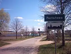 Road sign in Postołowo