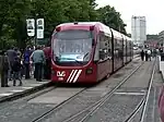 A "Variotram" used in Duisburg at Platz der Einheit