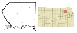 Location within Pottawatomie County and Kansas