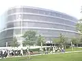 The glass-clad façade of the National Library of Technology.