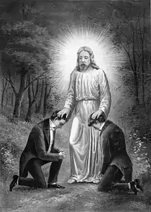 Image 18A depiction of Joseph Smith and Oliver Cowdery receiving Priesthood authority from John the Baptist (from Mormonism)