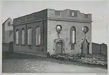 Burnt-out shell of a building