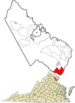 Location in Prince William County and the state of Virginia.