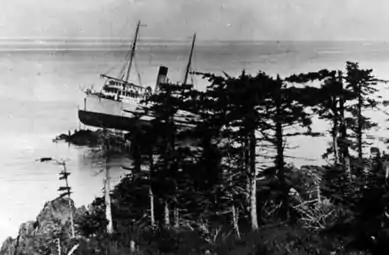 Princess May aground, as seen from Sentinel Island