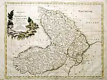 The Principalities of Moldavia and Wallachia in 1786, as depicted on an Italian map by G. Pittori (after the geographer Giovanni Antonio Rizzi Zannoni)