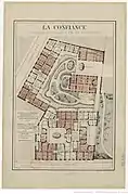 Plan of the real estate complex of Numbers 171, 173 and 175 rue du Faubourg-Poissonnière and the numbers 46, 48 et 50 rue de Dunkerque