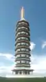 Artist impression of the Porcelain Tower before its destruction, based on the model displayed in the Nanjing Museum